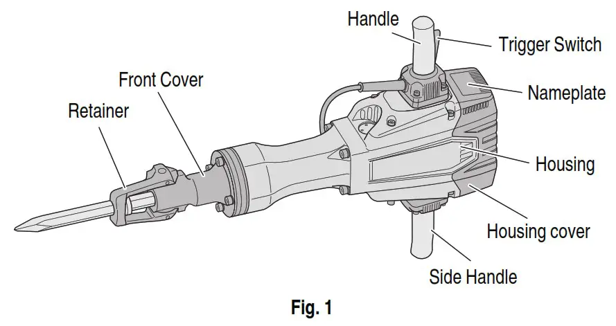 HiKOKI H 90SG Demolition Hammer - NAME OF PARTS 1