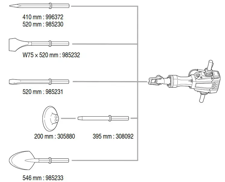HiKOKI H 90SG Demolition Hammer - SELECTING ACCESSORIES