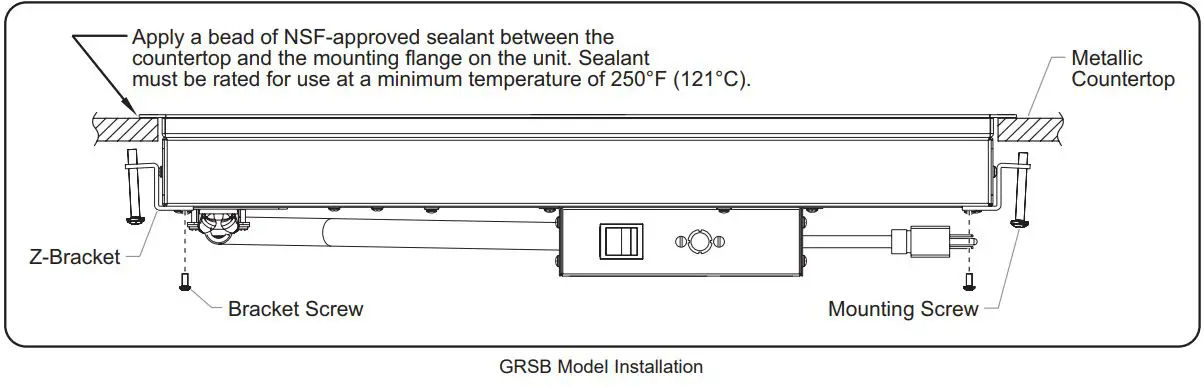 Hatco GRS-18-B Glo-Ray 18 Wide x 7 3 4 Deep Stainless Steel Instruction Manual - INSTALLATION