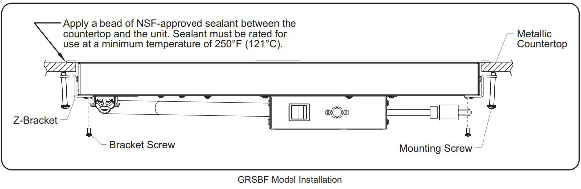 Hatco GRS-18-B Glo-Ray 18 Wide x 7 3 4 Deep Stainless Steel Instruction Manual - INSTALLATION