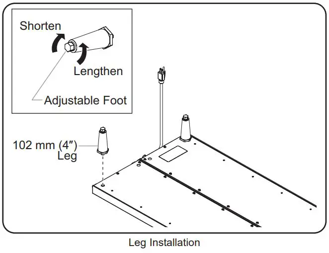 Hatco GRS-18-B Glo-Ray 18 Wide x 7 3 4 Deep Stainless Steel Instruction Manual - Leg Installation