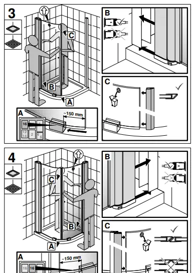 Gustavsberg-Skandic-KR-90-90-90-cm-Screen-Quarter-Circle-Shower-5