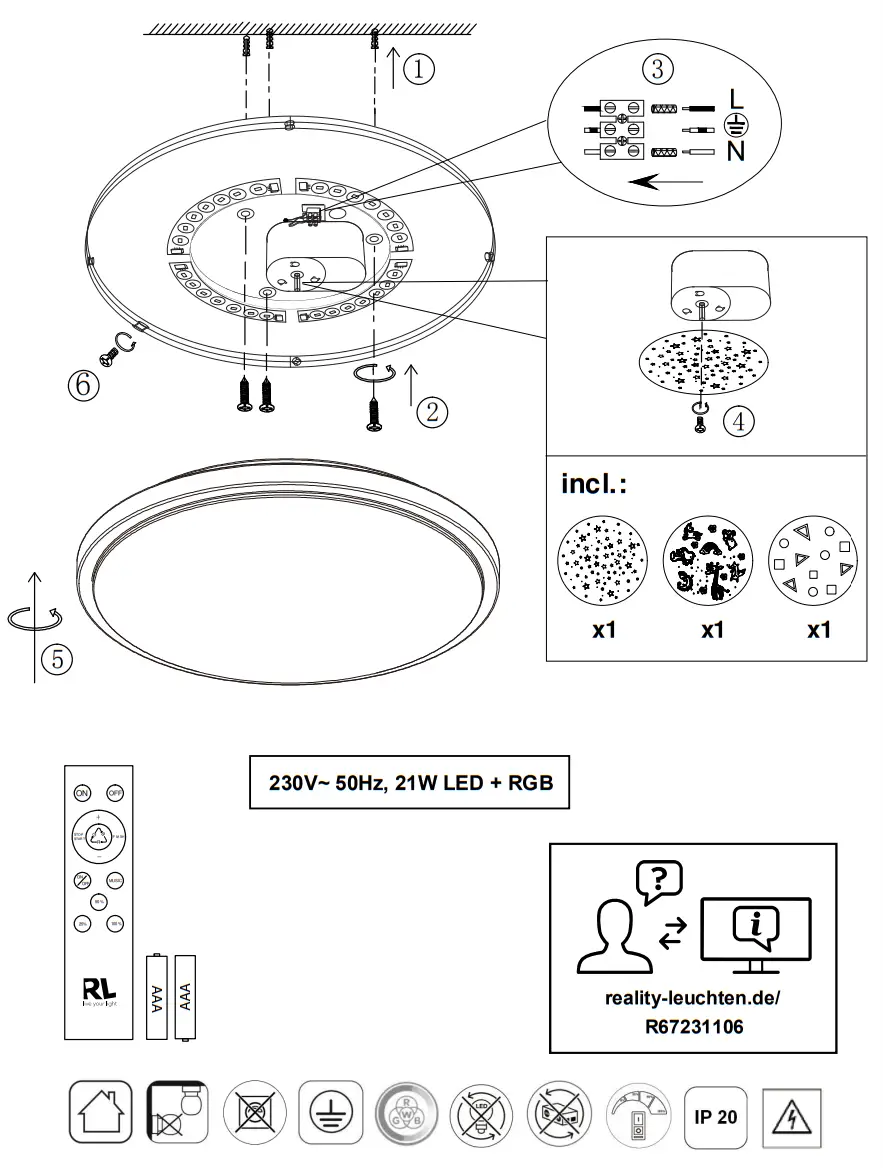RL R67231106 TILION LED Ceiling Lamp fig
