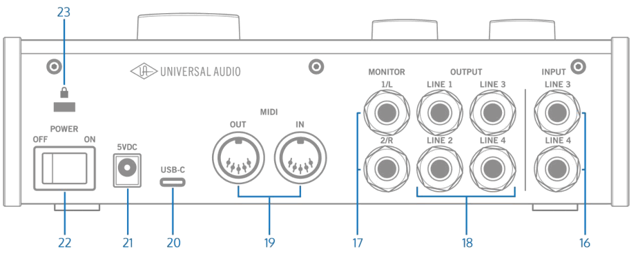 UNIVERSAL AUDIO Volt 476 USB Audio Interface - Rear Panel