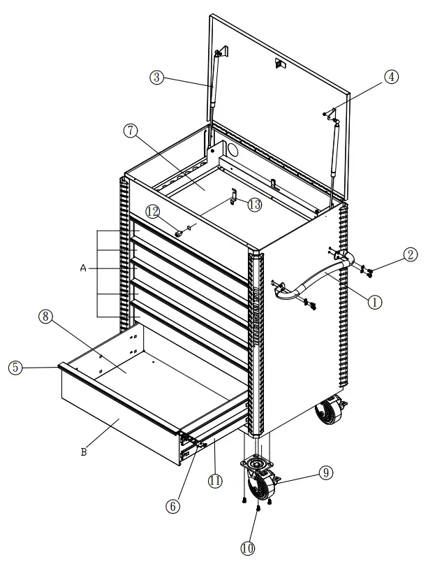 U S GENERAL 58071 34 Inch Full Bank Service Cart - fig 2