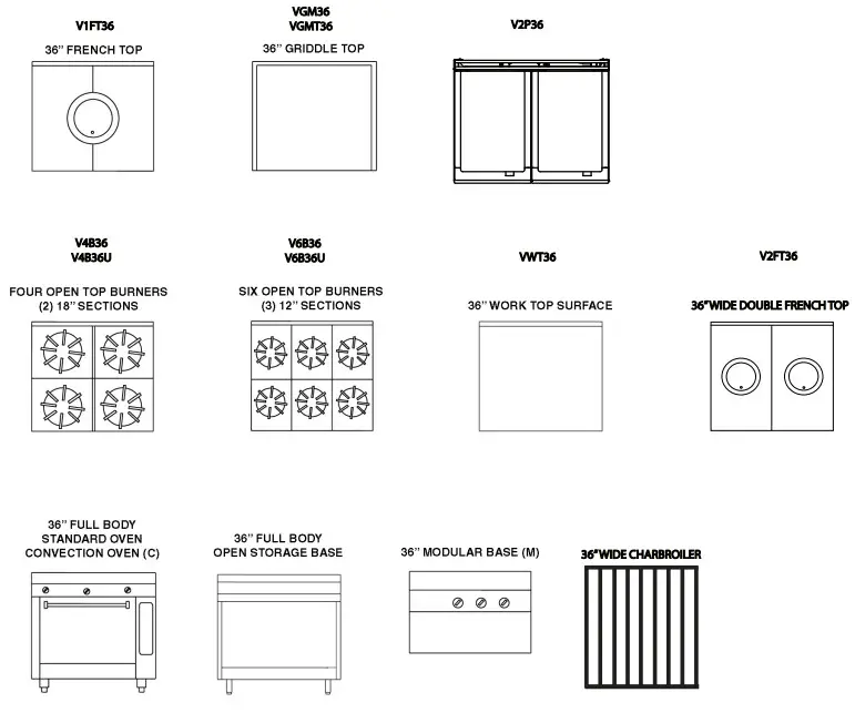VULCAN V1FT18B Cast Iron French Top Burner Stainless Steel Rang - Figure 1