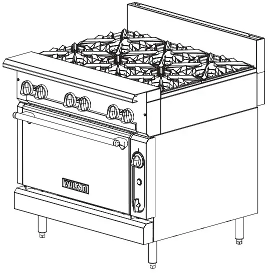 VULCAN V1FT18B Cast Iron French Top Burner Stainless Steel Rang
