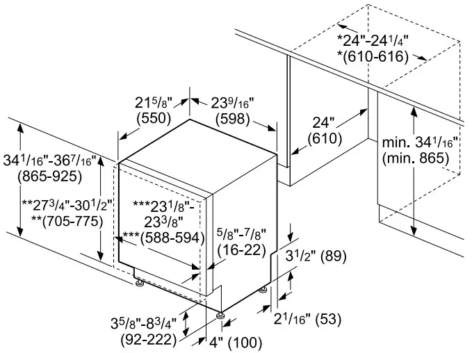 BOSCH SHV78B73 800 Series 24 InchCustom Panel Dishwasher - Figure 1