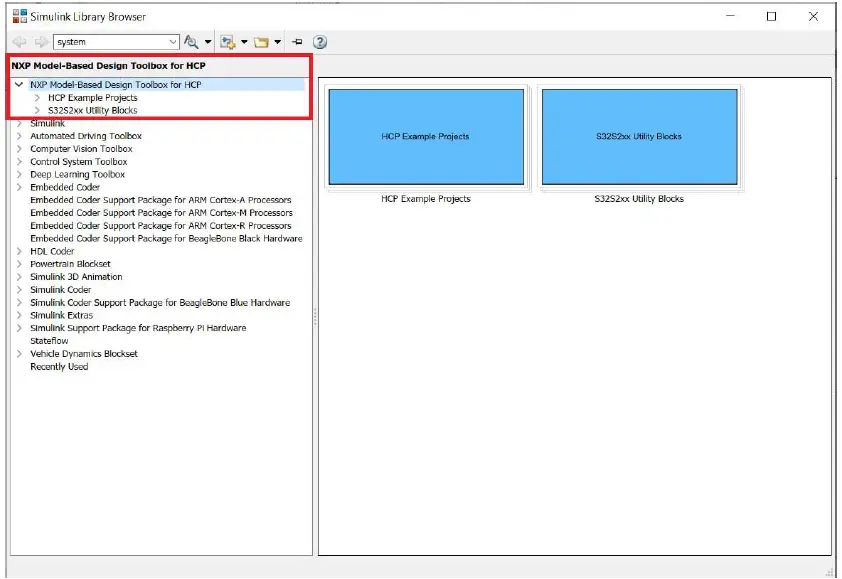 NXP Model Based Design Toolbox for HCP 04