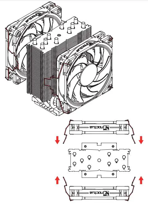 noctua NH-U12S DX-4677 CPU Cooler - Installing the fans Figure 1