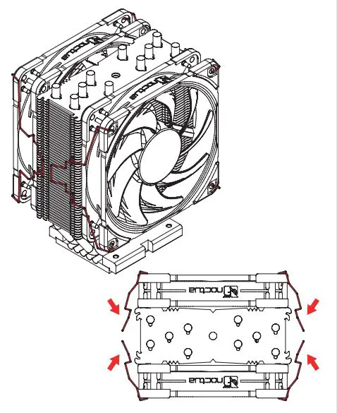 noctua NH-U12S DX-4677 CPU Cooler - Installing the fans Figure 2