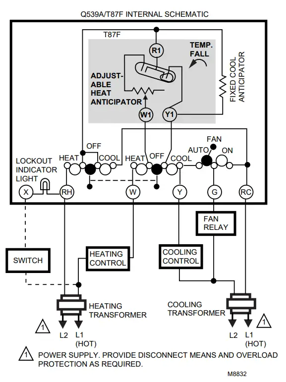Honeywell Q539A Home Bldg Center Rnd Thermostat Subbase-ANTICIPATOR
