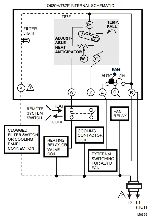 Honeywell Q539A Home Bldg Center Rnd Thermostat Subbase-FAN