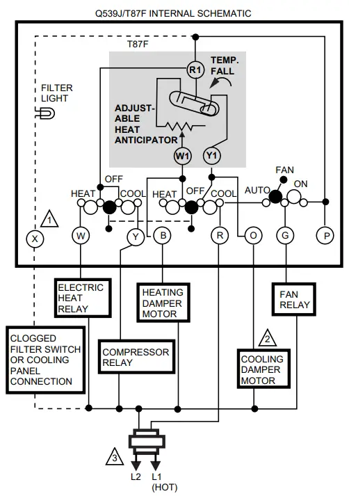 Honeywell Q539A Home Bldg Center Rnd Thermostat Subbase-FILTER