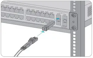 FIG 22 Connecting the SFP or SFP+ Ports