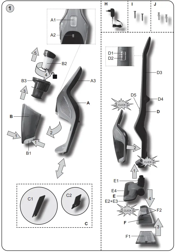 eta 4664829 Dasty 2-in-1 Stick Vacuum Cleaner fig1