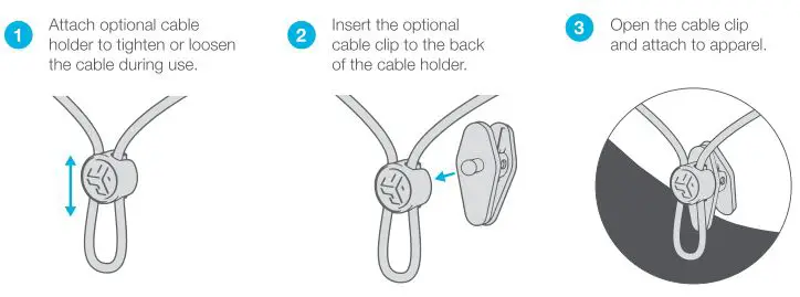 jlab audio Epic Sport Bluetooth Earbuds - Cable clip use