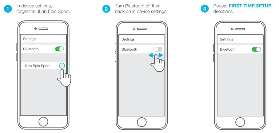 jlab audio Epic Sport Bluetooth Earbuds - Don't connect after power on