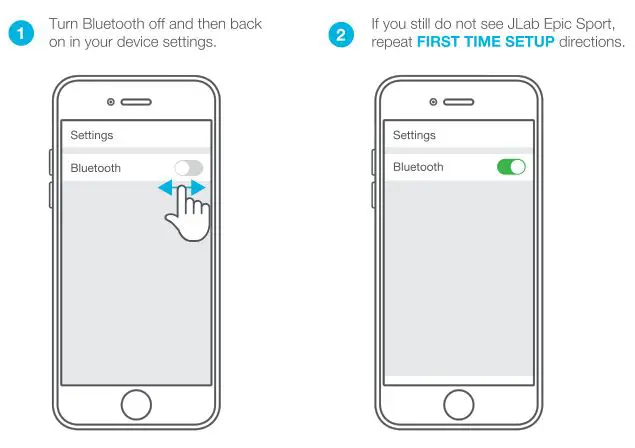 jlab audio Epic Sport Bluetooth Earbuds - Don't see in my device