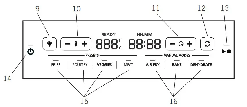 Sunbeam 4 in 1 Air Fryer Oven - Control Panel