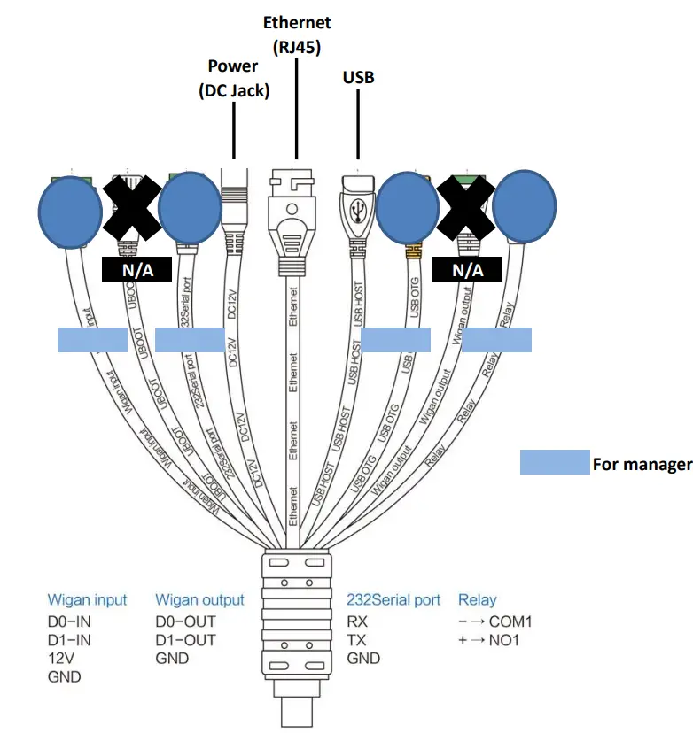 HITACHI HLTTEBF1 Access Control Terminal with Thermal Sensing - Port Assignment