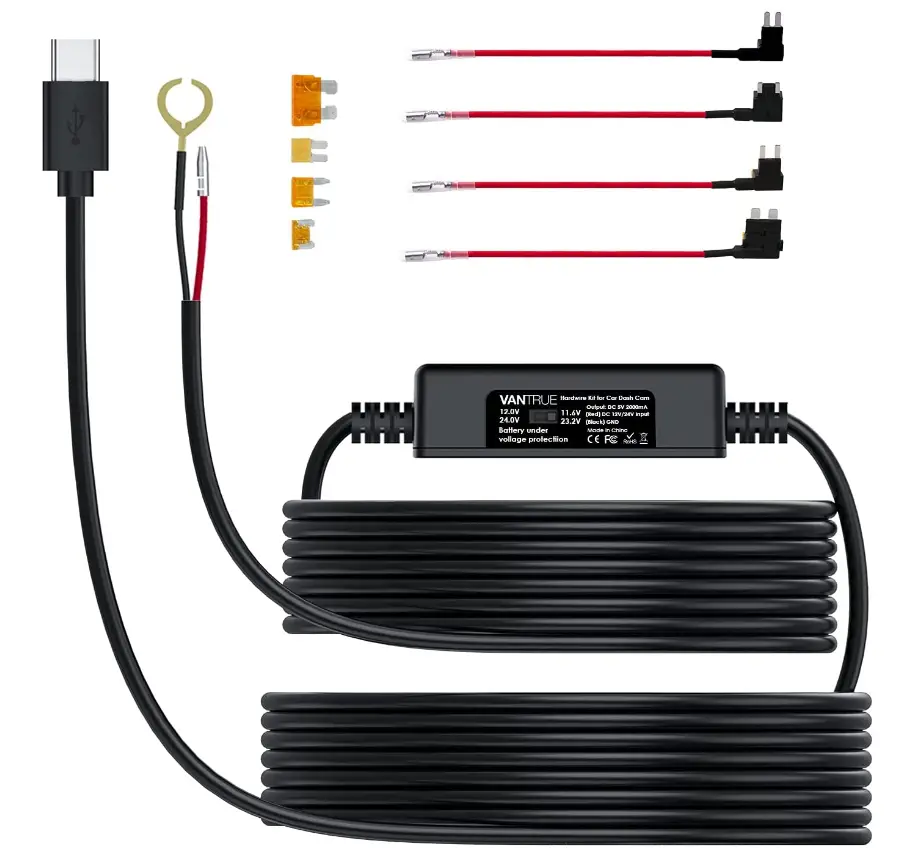 Vantrue-11.5ft-Type-C-USB-12V-24V-to-5V=Das- Cam-Hardwir-eKit-with-Mini-image