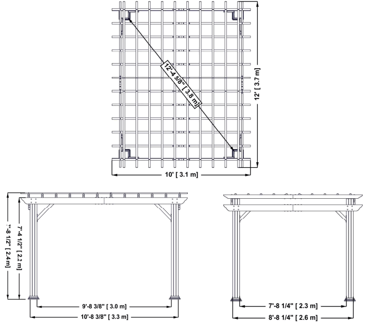 Hawthorne INS-2105089 12 ft 10 ft White Steel Traditional Pergola fig