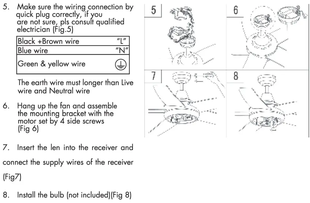 QAZQA 92648 Cool Fan 52 with Remote Control - Installation Of the Ceiling Fan 2