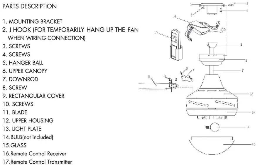 QAZQA 92648 Cool Fan 52 with Remote Control - The Ceiling Fan (element)