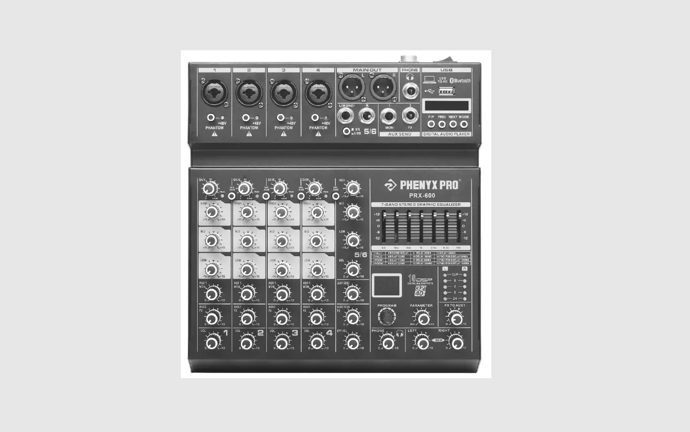 Prx-600 Phenyx Pro 6 Channel Mixing Console Owner's Manual
