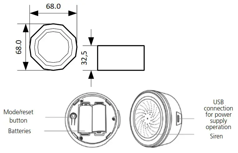 BURG WACHTER Noise 2162 WiFi alarm siren - Drawing