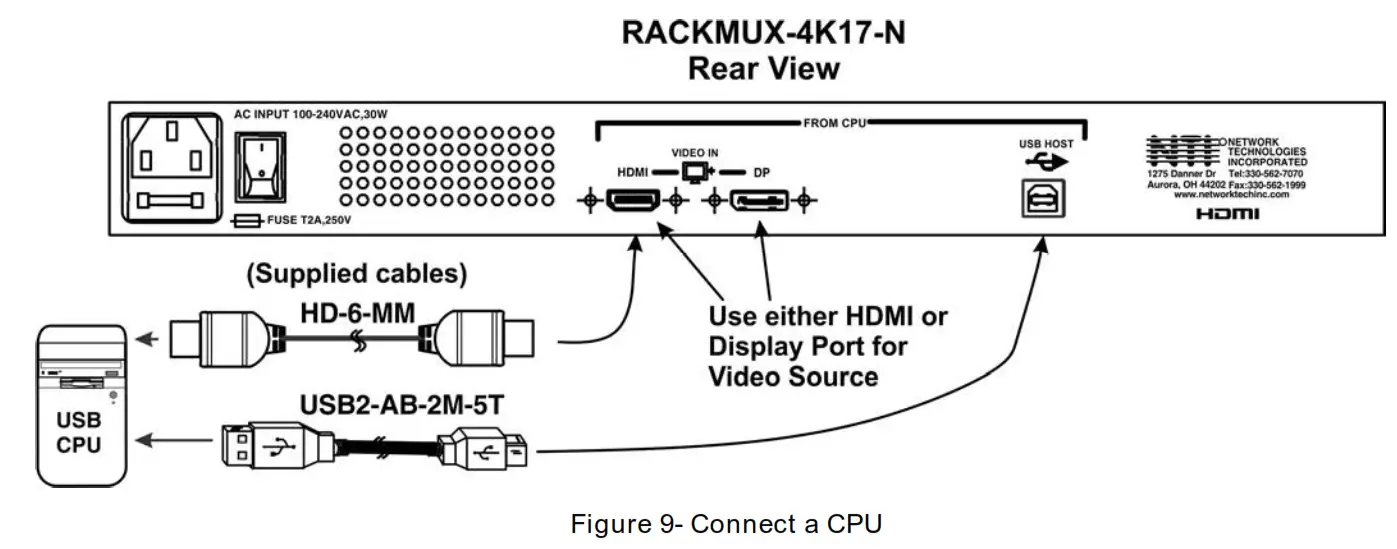 NTI RACKMUX 4K17 N RACKMUX Series Rackmount Drawer with 4K Video LCD Monitor - CPU