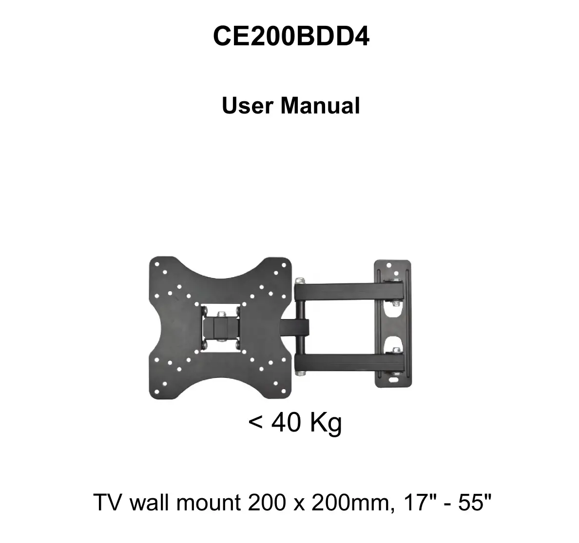 Continental Edison CE200BDD4 TV Wall Mount User Manual