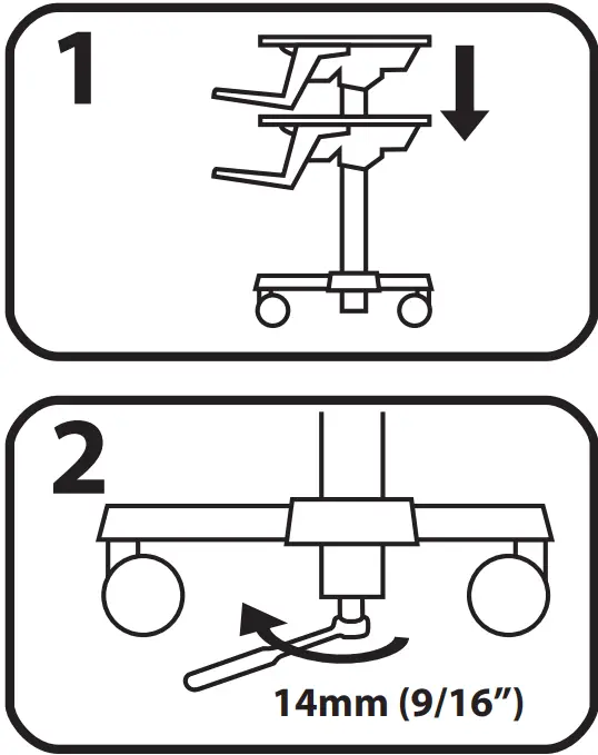 ergotron 24 214 085 WorkFit C Dual Monitor Sit Stand Cart - IMPACT HAZARD 4