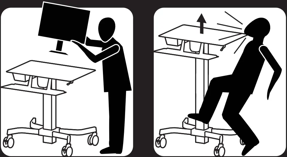 ergotron 24 214 085 WorkFit C Dual Monitor Sit Stand Cart - IMPACT HAZARD 5