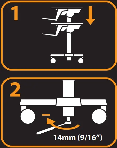ergotron 24 214 085 WorkFit C Dual Monitor Sit Stand Cart - IMPACT HAZARD 6