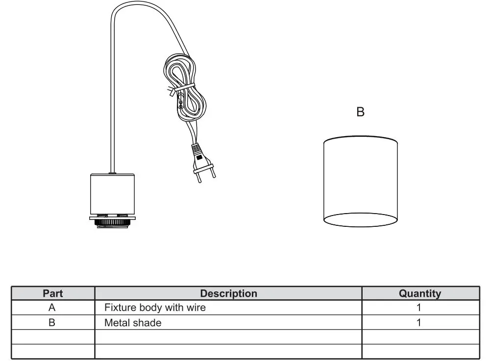 NOVA LIFE 54612-001-71 Interior Pendant - Package contents