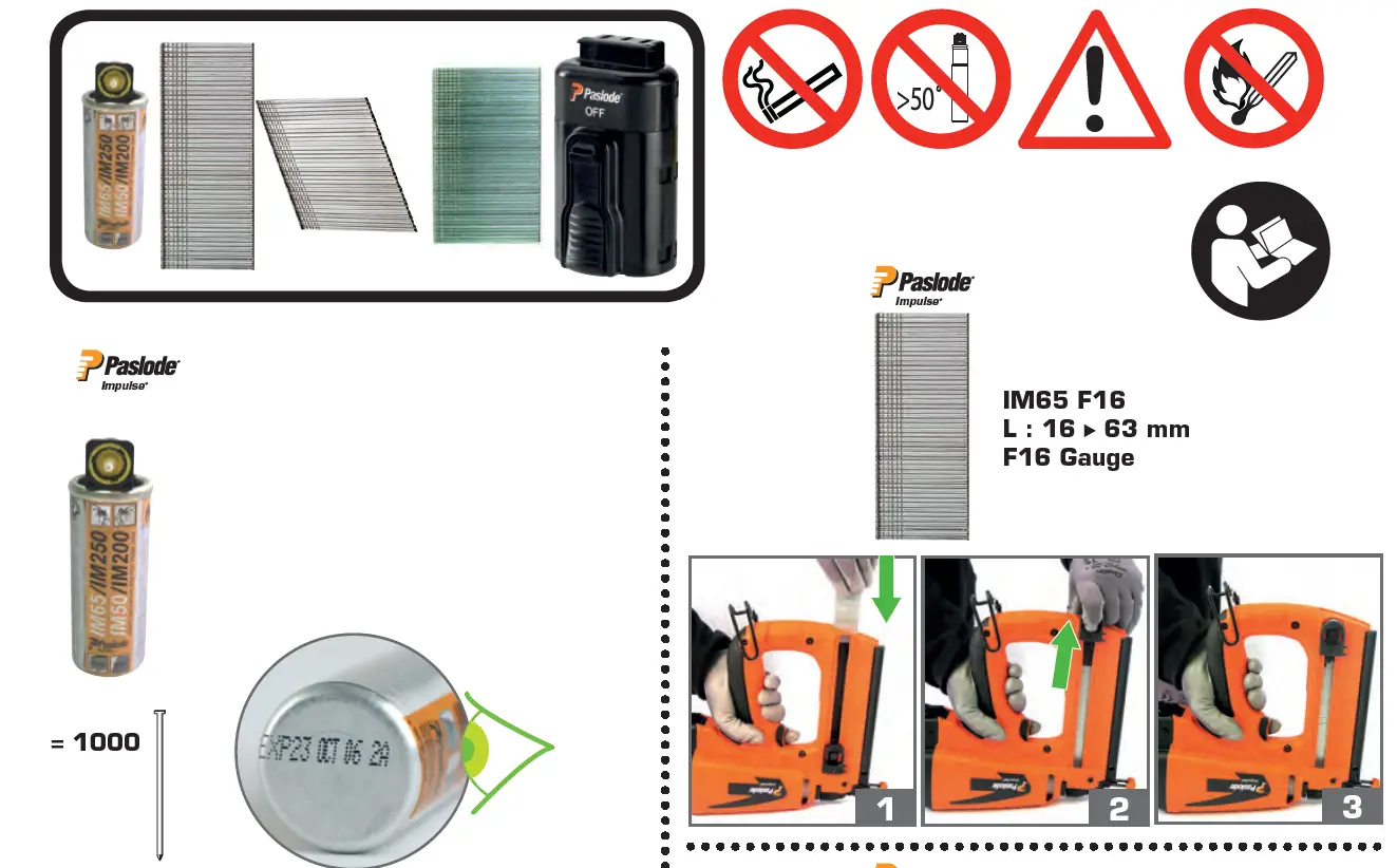 Paslode IM65, IM65A, IM50 Brad Nailer Set 1