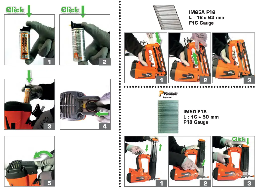 Paslode IM65, IM65A, IM50 Brad Nailer Set 2