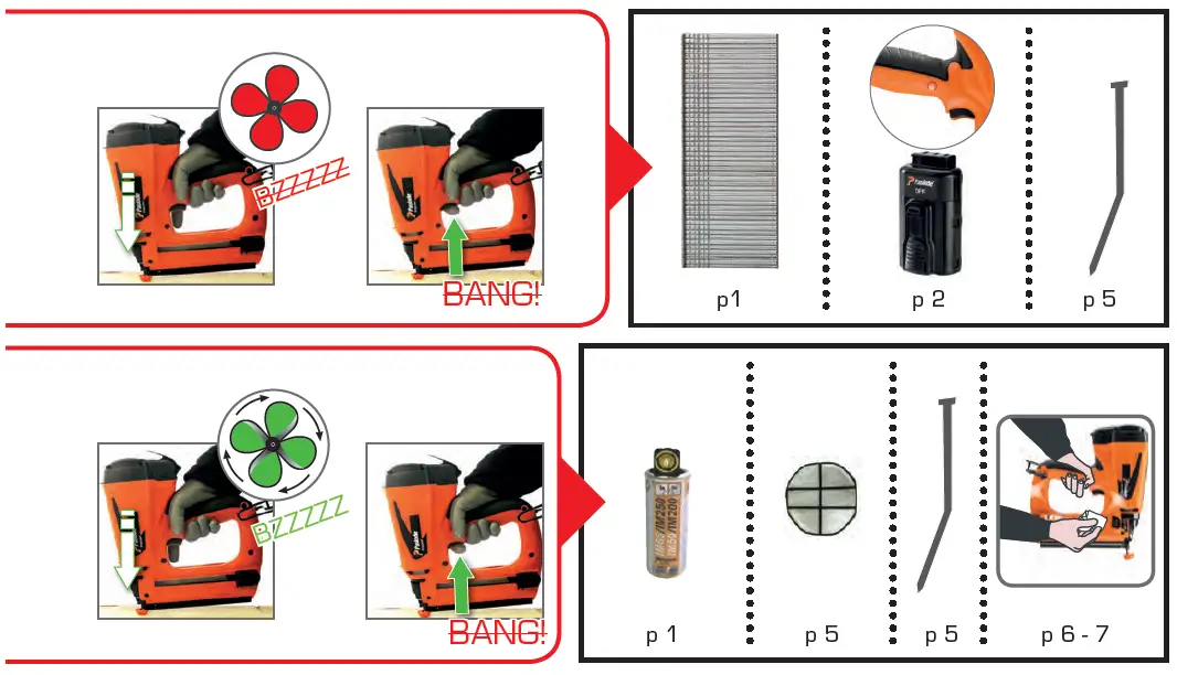 Paslode IM65, IM65A, IM50 Brad Nailer Set 9