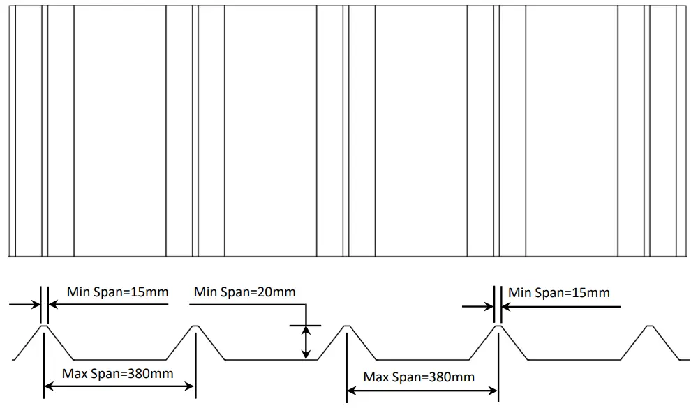 Size of color steel roofing: