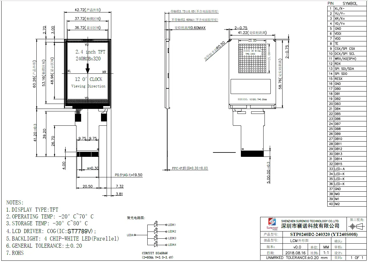 Surenoo ST7789V TFT LCD Panel 2