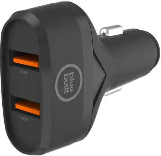 blue built QC 18W Charge Car Charger with 2 Usb A Ports 18W Black User Guide