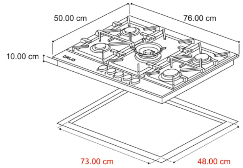DRIJA Milan 76 GAS Built In Stove fig 12