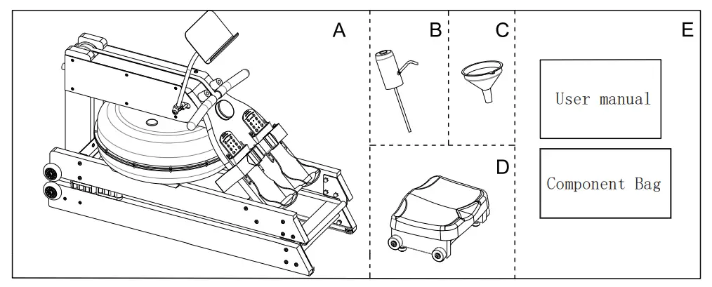 snode RW03 Plus Water Rowing Machine - Fig