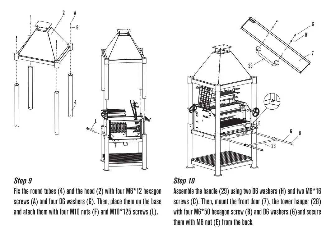 TAGWOOD BBQ BBQ02SI Wood Fire and Charcoal Grill User Manual - Assembly