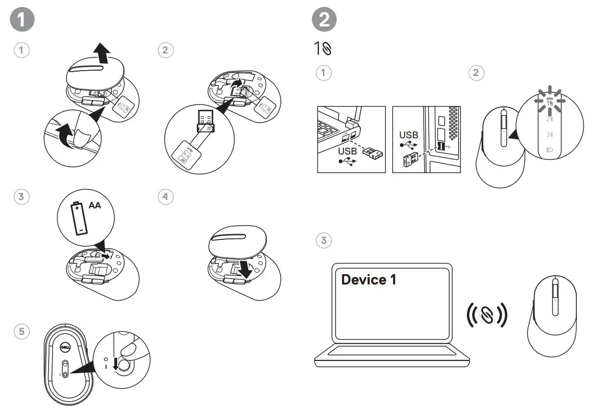 Dell Premier Multi Device Wireless Keyboard and Mouse KM7321W - 1