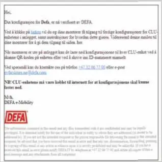 DEFA eRange Charging Stations Installation Guide - DEFA prepares configuration of the facility and sends an emai