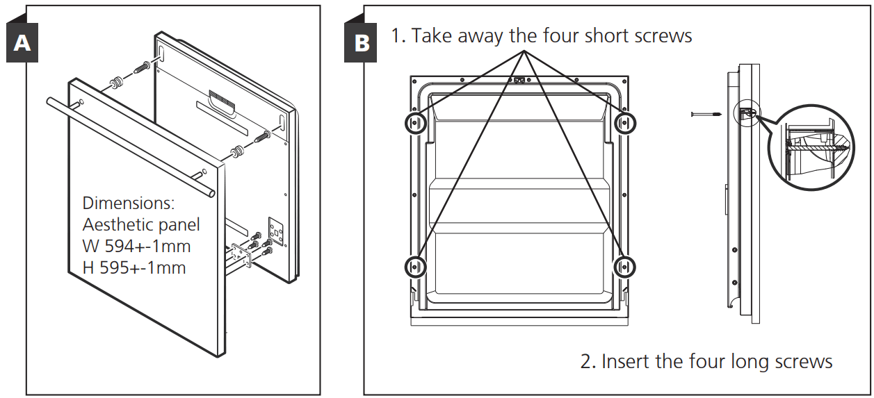kleenmaid DW6032 Semi Integrated Dishwasher - exact measurements
