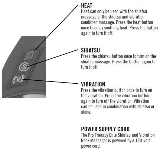 Homedics NMS-377HJ Pro Therapy Elite Shiatsu and Vibration Neck Massager with Soothing Heat Instruction - PRO THERAPY ELITE SHIATSU AND VIBRATION